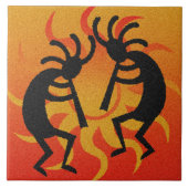 Schwarz & Orange Südwest Design Tribal Sun Fliese (Vorderseite)