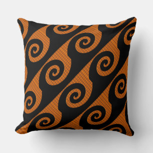 Schwarz-orange-Swirbel-Pattern-Kissen Kissen