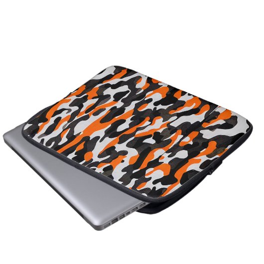 Schwarz-Orange-Tarnmuster Elektronik-Bag Laptopschutzhülle (Vorne Knopf)