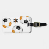 Schwarz-Orange Team Farben Jungs Fußball-Tasche Gepäckanhänger (Vorderseite horizontal)