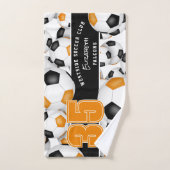 Schwarz-Orange-Teamgeist-Geschenk Viele Fußballbäl Handtuch (Handtuch)