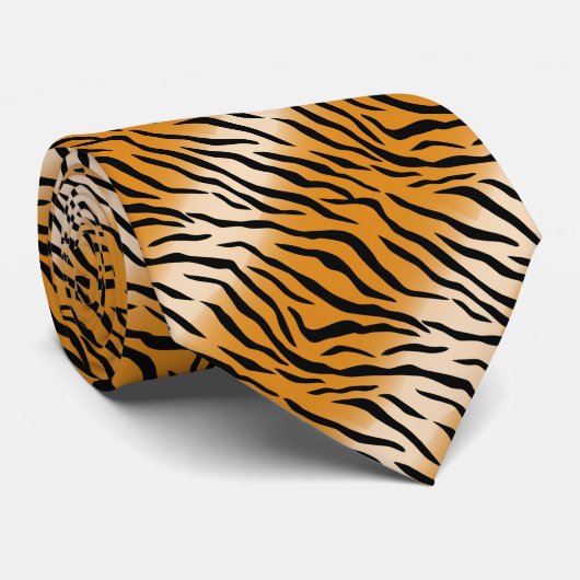 Schwarz-Orange-Tiger-Muster Krawatte (Gerollt)