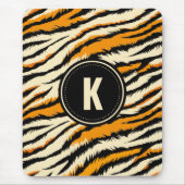 Schwarz Orange Tiger Streifen Muster Monogramm Mousepad (Vorne)
