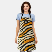 Schwarz Orange Tiger Streifen Muster Monogramm Schürze (Getragen)