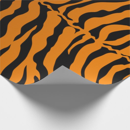 Schwarz-Orange-Tiger-Streifen Tierdruck Geschenkpapier (Ecke)