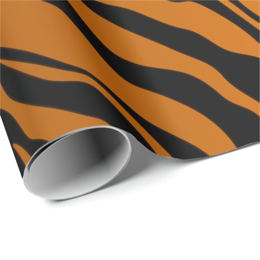 Schwarz-Orange-Tiger-Streifen Tierdruck Geschenkpapier (Rolleneckpunkt)