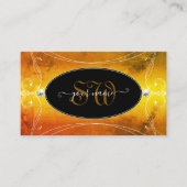 Schwarz-Orange-Verziert-glanzende Diamanten-Initia Visitenkarte (Vorderseite)
