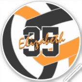 Schwarz-Orange-Volleyball-Mannschaftsfarbe Aufkleber (Vorderseite)