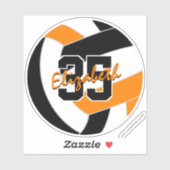 Schwarz-Orange-Volleyball-Mannschaftsfarbe Aufkleber (Blatt)