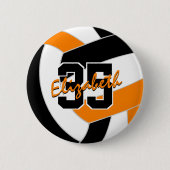 Schwarz-Orange-Volleyball-Mannschaftsfarbe Button (Vorderseite)