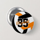 Schwarz-Orange-Volleyball-Mannschaftsfarbe Button (Vorne & Hinten)