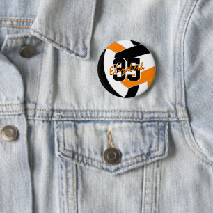 Schwarz Orange Volleyball-Mannschaftsfarben Button
