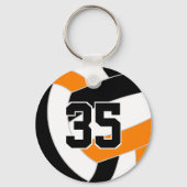 Schwarz-Orange-Volleyball-Mannschaftsfarben Schlüsselanhänger (Vorderseite)