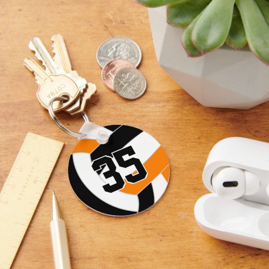Schwarz-Orange-Volleyball-Mannschaftsfarben Schlüsselanhänger (Schreibtisch)