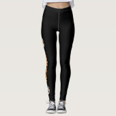 Schwarz-Orange-Volleyball mit Bein-Text-Girls Leggings (Vorderseite)