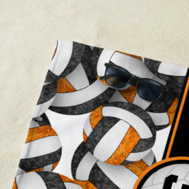 Schwarz-Orange-Volleyball-Modell mit Jersey-Nummer Strandtuch
