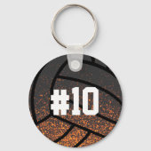 Schwarz-Orange-Volleyball-Monogramm Schlüsselanhänger (Vorderseite)
