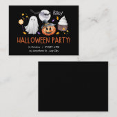 Schwarz-Orange-Wasserfarben-Halloween-Einladung Mitteilungskarte (Vorne/Hinten)