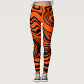 Schwarz Orange Wavy Striping Leggings wählen Farbe (Vorderseite)