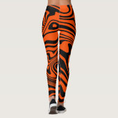 Schwarz Orange Wavy Striping Leggings wählen Farbe (Rückseite)