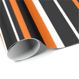 Schwarz, Orange, Weiß Barcode-Streifen Geschenkpapier