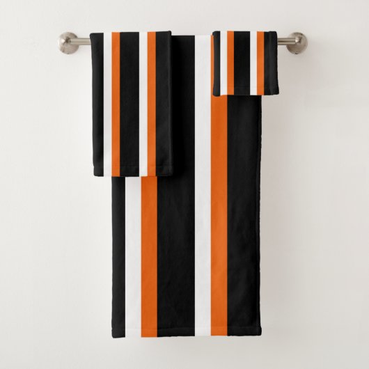 Schwarz Orange Weiß Streifen Badhandtuch Set (Insitu)