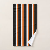 Schwarz Orange Weiß Streifen Badhandtuch Set (Handtuch)