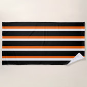 Schwarz Orange Weiß Streifen Strandtuch (Vorderseite)