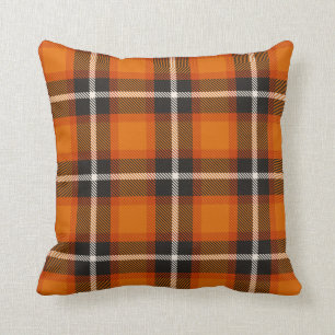 Schwarz Orange Weiß Tartan Karomuster Herbst Kissen