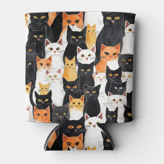 Schwarz-Orange-weiße Katzen Dosenkühler (Vorderseite)