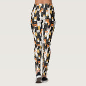 Schwarz-Orange-weiße Katzen Leggings (Rückseite)