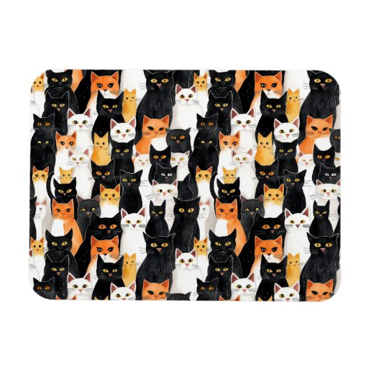 Schwarz-Orange-weiße Katzen Magnet (Horizontal)