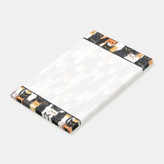 Schwarz-Orange-weiße Katzen Post-it Klebezettel (angewinkelt)