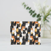 Schwarz-Orange-weiße Katzen Postkarte (Stehend Vorderseite)