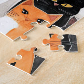 Schwarz-Orange-weiße Katzen Puzzle (Seite)