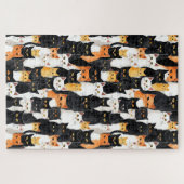 Schwarz-Orange-weiße Katzen Puzzle (Horizontal)