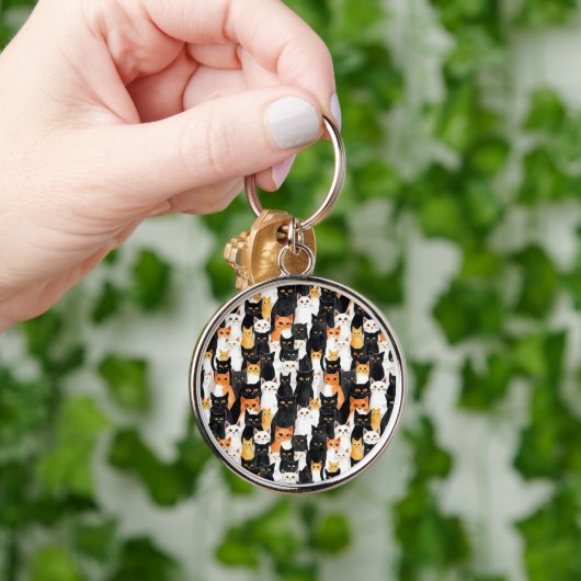 Schwarz-Orange-weiße Katzen Schlüsselanhänger (Hand)