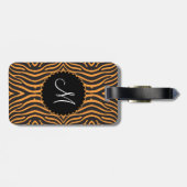 Schwarz & Orange Zebra Muster individuell Gepäckanhänger (Rückseite horizontal)