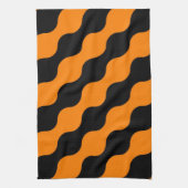 Schwarz, orangefarbene Retro-Kreise Kunstmuster Geschirrtuch (Vertikal)