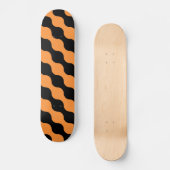 Schwarz, orangefarbene Retro-Kreise Kunstmuster Skateboard (Vorderseite)