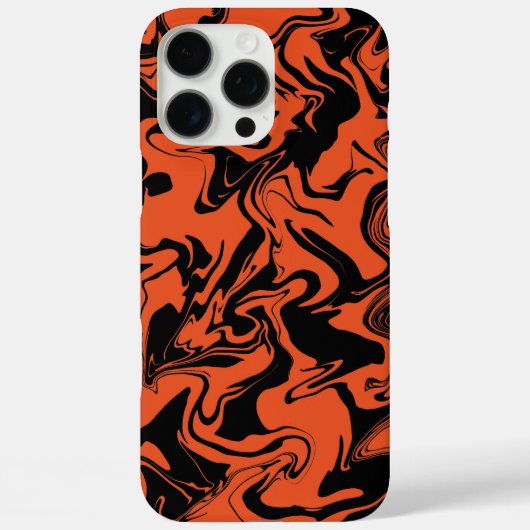 schwarz-orangefarbener Marmor Case-Mate iPhone Hülle (Rückseite)