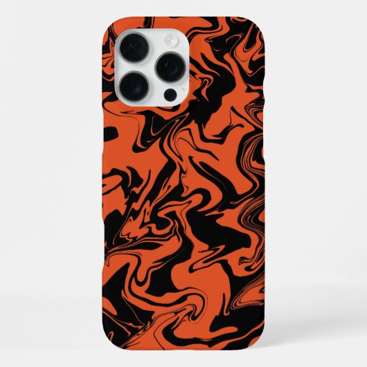 schwarz-orangefarbener Marmor iPhone Hülle (Rückseite)