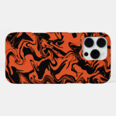 schwarz-orangefarbener Marmor iPhone Hülle (Rückseite (Horizontal))