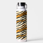 Schwarz-orangefarbenes Tiger-Muster-Monogramm Trinkflasche (Rückseite)