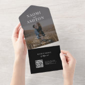 Schwarz | Overlay-Hochzeit mit Pinsel All In One Einladung (Abreißen)