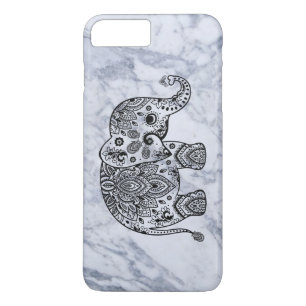 Schwarz-Paisley-Elefant mit weißem Marmor Case-Mate iPhone Hülle