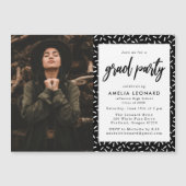 Schwarz | Partei für den Abschluss eines Fotos mit Magneteinladung (Vorderseite)