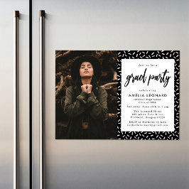 Schwarz | Partei für den Abschluss eines Fotos mit Magneteinladung