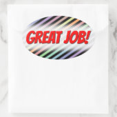 Schwarz & Pastellfarbene Linien Muster + GROSSER J Ovaler Aufkleber (Tasche)