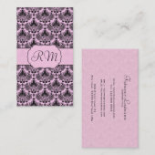 Schwarz & Pastellrosa Elegante Vintage Damaskus Visitenkarte (Vorne/Hinten)